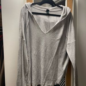 Waffle material sweatshirt